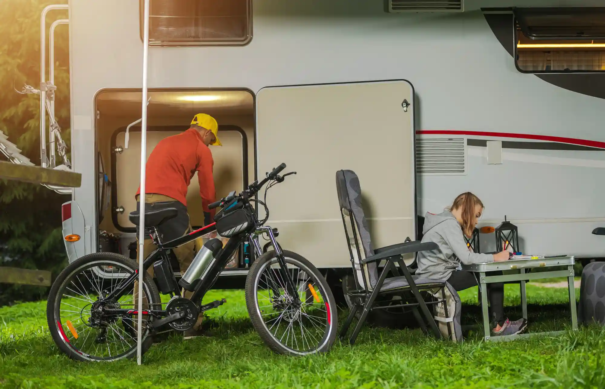 Campervan by the river